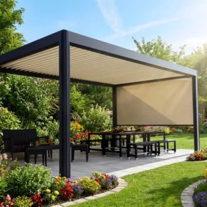 Aluminum Louvered Pergola Garden Terrace Sunshade Canopy Shelter Gazebo Pavilion Bioclimatic Outdoor Pergola