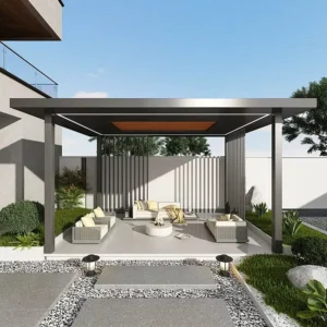 Aluminum Louvered Pergola Gazebo Modern Waterproof Outdoor Canopy for Backyard & Garden