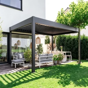 Aluminum Louvered Pergola Veranda Waterproof Sun Shade Outdoor Gazebo Terrace Garden Pavilion Adjustable Roof