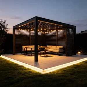 Aluminum Louvered Pergola Waterproof Bioclimatic Outdoor Patio Garden Gazebo Pavilion Sun Shade Motorized