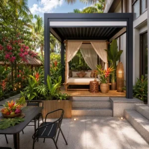 Aluminum Louvered Retractable Pergola Roof Kit Canopy Cover for Garden Patio