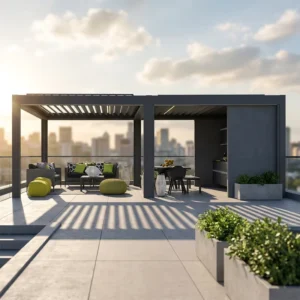 Aluminum Louvered Roof Pergola System Customizable Outdoor Patio Canopy Gazebo Villa Residential Terrace Balcony