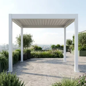 Aluminum Motorized Bioclimatic Louvered-Roof Pergola Canopy Waterproof Outdoor Gazebo Pavilion for Garden