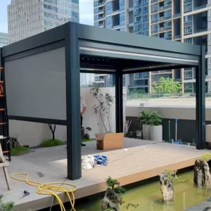 Aluminum Motorized Pergola Anti Snow Pressure Outdoor Patio Canopy