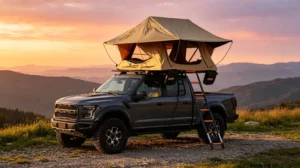 Aluminum Offroad Camping Rooftop Tent, 4 Person, Foldable Soft Roof Tent with Annex