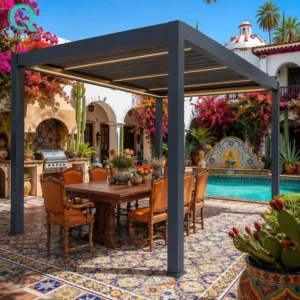 Aluminum Outdoor Remote-Control Motorized Louver System Roof Pergola