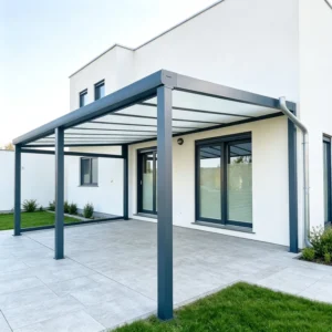 Aluminum Patio Pergola with Polycarbonate Roof, Outdoor Terrace Rain Canopy for Garden Balcony