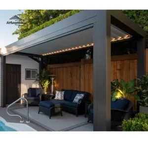 Aluminum Pergola Gazebo Pavilion Outdoor Waterproof Louvered Roof Canopy Modern Garden Shade Shelter Retractable Sunshade