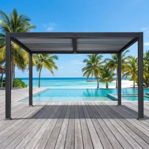 Aluminum Pergola Gazebo Waterproof Patio Cover Outdoor Shelter Motorized Sunshade Attached
