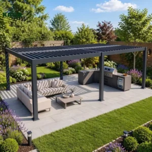 Aluminum Pergola Outdoor Motorized Louver Retractable Louvered Roof Bioclimatic