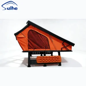 Aluminum Rooftop Tent Oxford Cloth Hard Shell Waterproof Foldable Ventilation Double Layer Quick Setup for Car Camping
