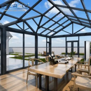 Aluminum Sunroom Kits With Tempered Safety Glass Panels for Garden Patio Four Season Sun Room Home Extension