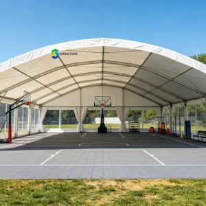 Aluminum Tent with Anti-Glare PVC-Coated Fabric for Tennis Match Shelters, Ski Base Lodges, and Outdoor Fitness Zones