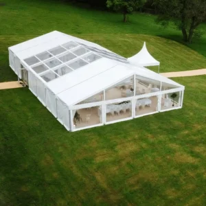 Aluminum Wedding Marquee Tent, 850gsm Waterproof PVC, Outdoor Banquet Party Tent with Glass Wall