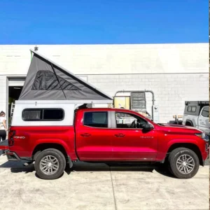 Aluminum Wedge Hard Top Pickup Canopy Tent Triangular Hard Shell Design Waterproof Insulated for Four Seasons Camping Adventures