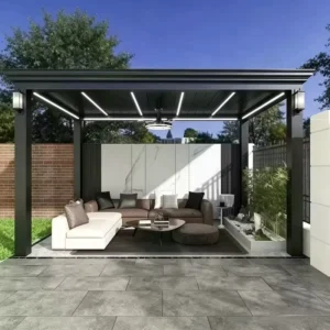 Aluminum outdoor pavilion with waterproof roof