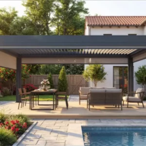 Anti-UV Aluminum Alloy Gazebo Outdoor Sun Shelter Garden Pergola Canopy