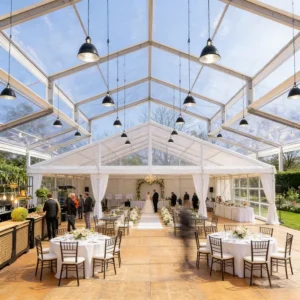 Antique Castle Style Orangery Glass Marquee Tent Panoramic Atrium Garden Church Wedding Reception Hall
