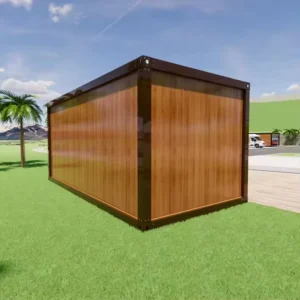 Apex Roof Porch Cabin 20Ft Foldable Prefab Container House Wood Grain Guard Booth Insulated Steel Custom OEM ODM