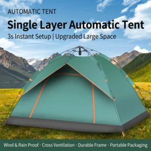 Automatic 3-4 Person Waterproof Quick-Open Family Shelter with UV Protection, Oxford Cloth, All-Season