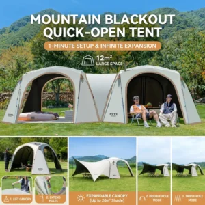 Automatic Dome Canopy Tent Oxford Fabric Black UV Coating Waterproof Joinable Expandable 5-8 Person 4-Season