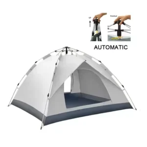 Automatic Four-Person Double-Door Tent, Oxford Fabric, One-Bedroom Structure, Sun and Rain Protection for Camping