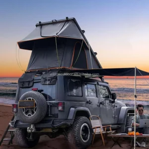Automatic Hard Shell Rooftop Tent with Noise-Reduced Aerodynamic Design for 2-3 Person Camping