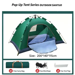 Automatic Instant Four-Season Triple-Layer Pop-Up Outdoor Tent for 2-4 People with Rainproof and Sun-Resistant Fabric