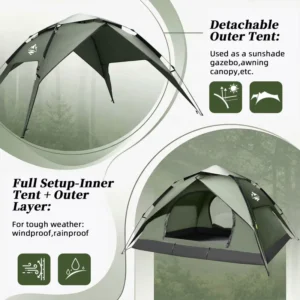 Automatic Instant Pop-Up Beach Tent with Curtain Outdoor Sun Shelter
