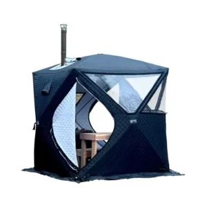 Automatic Pop-Up 4-Season Sauna Tent with Stove Heating and Large Window for Ice Fishing