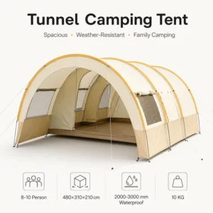 Automatic Portable Four-Season Foldable Tunnel Camping Tent with Oxford/PVC Fabric for 8-10 Persons Family Outdoor Shelter