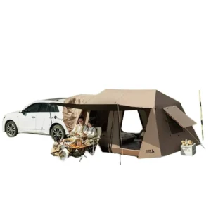 Automatic Ridge Car Rear Tent with Black Coating Sun Protection 3 in 1 Camping Tent Combining Two Rooms One Hall and Sun Canopy