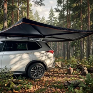 Awnlux 280gsm Canvas Ripstop Waterproof UV Resistant Freestanding 4×4 270 Degree Car Side Foxwing Awning with Extension Room