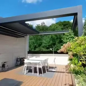BBQ Area Aluminum Pergola with Oil-Stain-Resistant Canopy, Easy-Clean Waterproof Shade for Outdoor Grilling