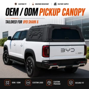 BYD Shark Pickup Canopy with Solar Panel Roof Hard Top Truck Bed Topper Aluminum Off Grid Camping