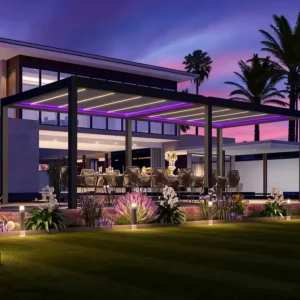 Backyard Cantilever Aluminum Pergola Waterproof Louvered Roof Customizable Sizes