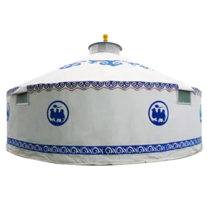 Bamboo Large Yurt 4-Season Steel Frame Glamping Mongolian Dome Cover Waterproof PVC Quick Automatic Opening Tent