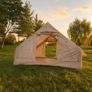 Basic 6.3sqm Inflatable Tent Entry Level Single Door 210D Oxford Khaki Glamping Air Cabin Simple Mode Budget Friendly Equipment