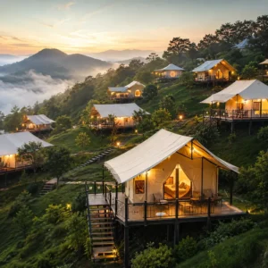 Bathroom Waterproof Canvas Glamping Tent Lodge for Hotel Resort Project Prefabricated Luxury Safari Tent