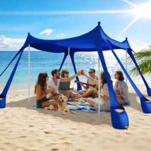 Beach Tent Sun Shelter 10x10FT Canopy with 8 Sandbags UPF 50+ Protection