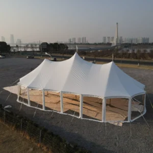 Beige 1100PVDF Waterproof Steel Frame Double Layer All Season Outdoor Wedding Tent for Events with Transparent PVC Walls