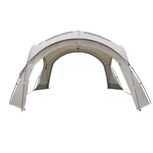 Beige Arched Dome Camping Canopy Black Coating UPF50+ Waterproof Windproof Outdoor Sun Shade Tarp