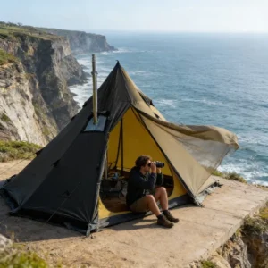 Best Selling Premium Pyramid Glamping Tent Canvas with Stove Jack Hole for Winter Outdoor Adventures