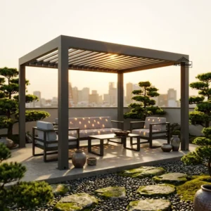 Bioclimatic Aluminum Pergola Manual Override Emergency Battery Backup Waterproof
