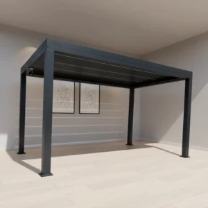 Bioclimatic Motorized Aluminum Pergola with Waterproof Sunshade for Balcony and Backyard BBQ Parties