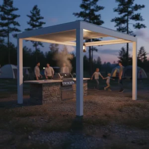 Bioclimatic Outdoor Aluminum Motorized Louvered Retractable-Roof Pergola Gazebo Canopy Waterproof UV-Protection Shade
