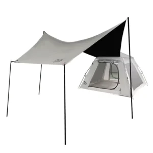 Black Coating 2-in-1 Tent with Canopy Waterproof Pop-up Camping Shelter for 3-4 People Ideal for Beach & Forest