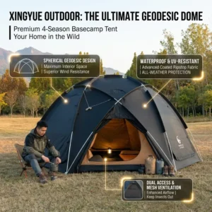 Black Dome Tent for Outdoor Camping with Starry Design, Lightweight Portable Waterproof Easy Setup