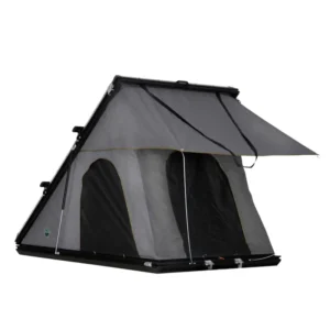 Black Foldout Hard Shell Rooftop Tent for 4×4 Cars Large Space Camping Waterproof Aluminum Top 2-3 Person Quick