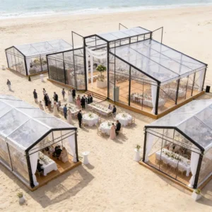 Black Frame Resort Wedding Orangery Tent Full Transparent Glass Atrium Marquee Hall